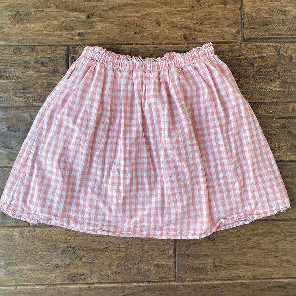 BCBG Girls Gingham Skirt sz Large White/Pink Pull On Elastic Waistband Lined - Picture 1 of 9